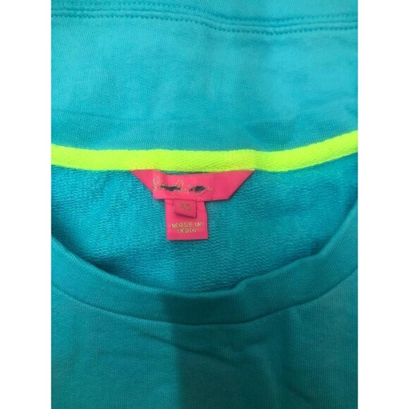 Lilly Pulitzer Alla Terry Sweatshirt Top Eyelet Embroidered Oversized XS 266822 - Picture 15 of 15